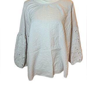 Liz Claiborne Puff Sleeve Cotton Blouse